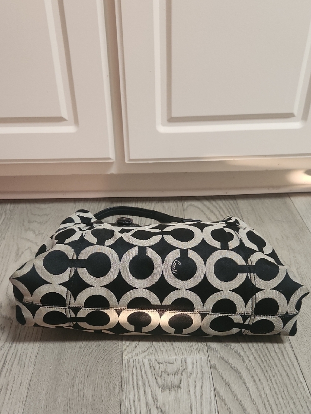 Coach Black & Gray Signature Tote Shoulder Bag - Picture 8 of 15